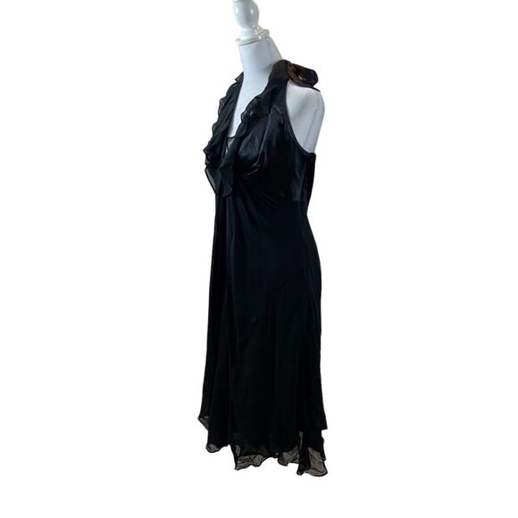 Vintage Donna Ricco Layered Chiffon Bottom Halter Dress Black Size 10 - Picture 1 of 13